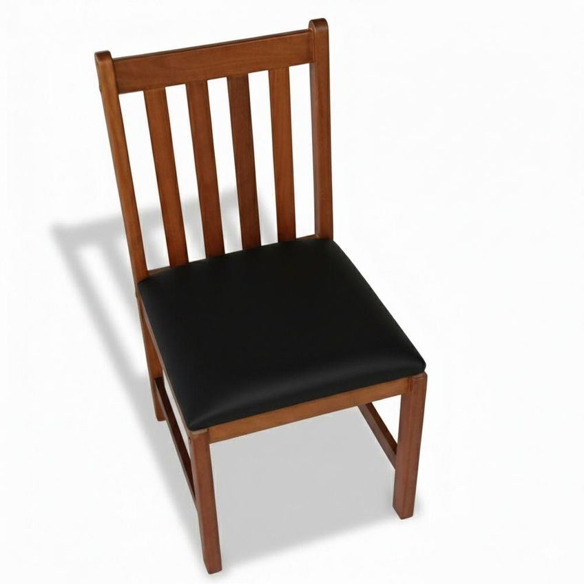 Cadeira De Jantar Shop Mobilia Madeira Maciça Courino Preto - imagem 3