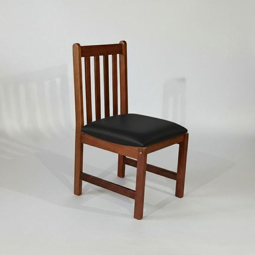 Cadeira De Jantar Shop Mobilia Madeira Maciça Courino Preto - imagem 5