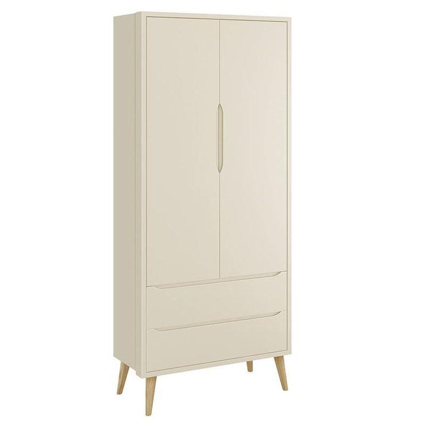 Conjunto De Quarto Theo Guarda Roupa Cômoda Berço MDF Bege Fosco Reller Móveis - imagem 2