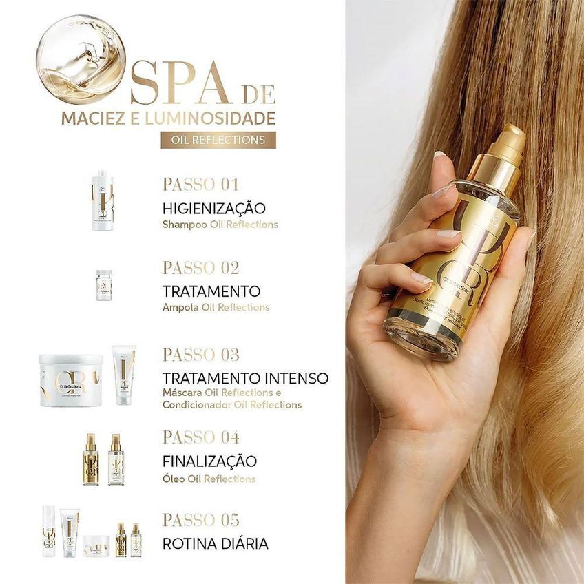 Kit De Cuidados Com O Cabelo Oil Reflections Luminous Shampoo E Óleo 1l E 100ml Wella - imagem 2
