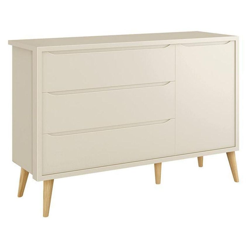 Conjunto De Quarto Theo Guarda Roupa Cômoda Berço MDF Bege Fosco Reller Móveis - imagem 5