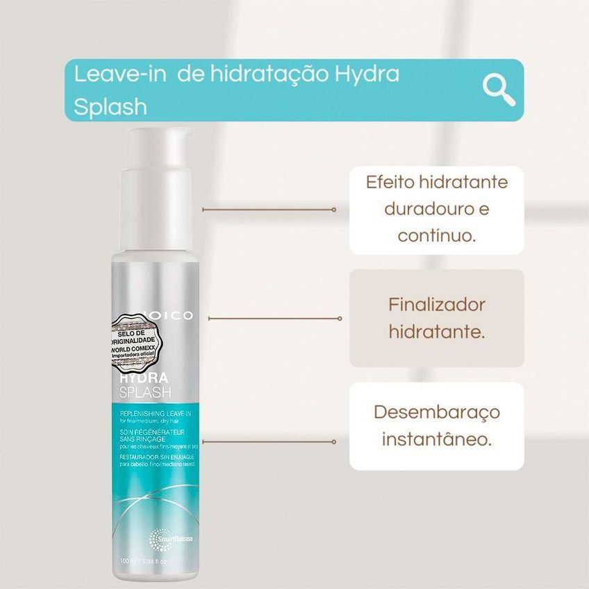 Kit De Tratamento Capilar Hydra Splash Hidratação Leve E Poderosa 150ml Joico - imagem 2