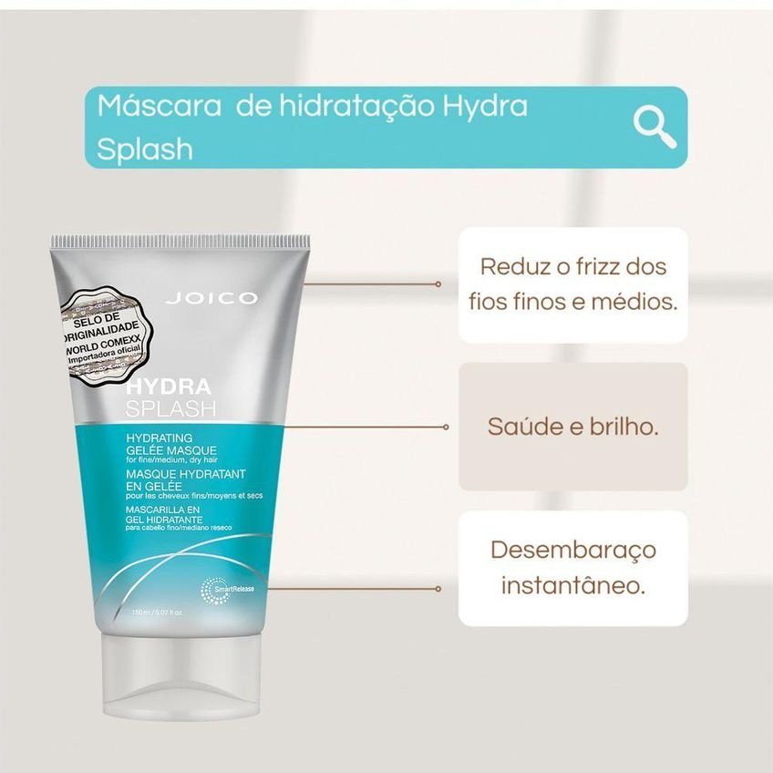 Kit De Tratamento Capilar Hydra Splash Hidratação Leve E Poderosa 150ml Joico - imagem 5