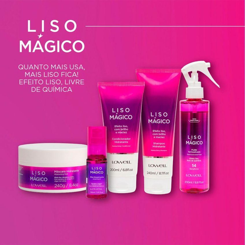 Kit De Tratamento Capilar Liso Mágico Alisamento Prolongado 240ml Lowell - imagem 4