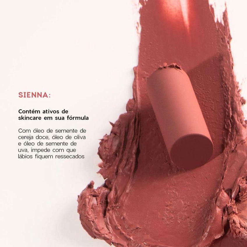 Batom The Lipstick Sienna Nude Pigmentação Suave Cobertura Semi-matte 2g Oceane - imagem 2