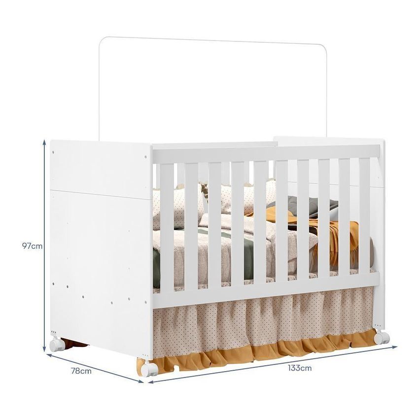 Jogo De Quarto Infantil Guarda Roupa E Berço New Katatau Mdf Branco Fosco Reller Móveis - imagem 3