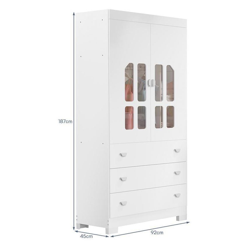Jogo De Quarto Infantil Guarda Roupa E Berço New Katatau Mdf Branco Fosco Reller Móveis - imagem 4