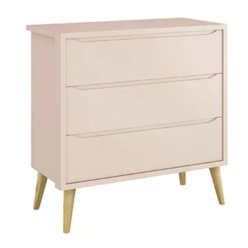 Conjunto De Quarto Theo Guarda Roupa Cômoda Berço Transforma Em Mini Cama Rosa Reller Móveis - imagem 4