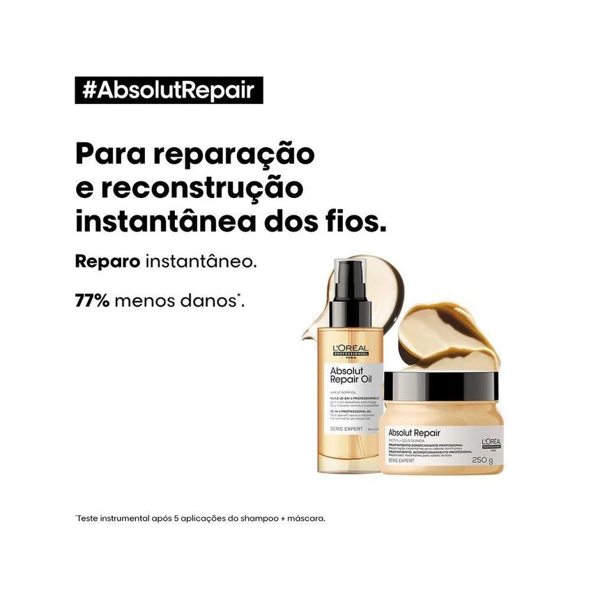 Kit Absolut Repair Máscara Oil Reconstrução E Brilho Leve Com 2 Produtos L'oréal Paris - imagem 4