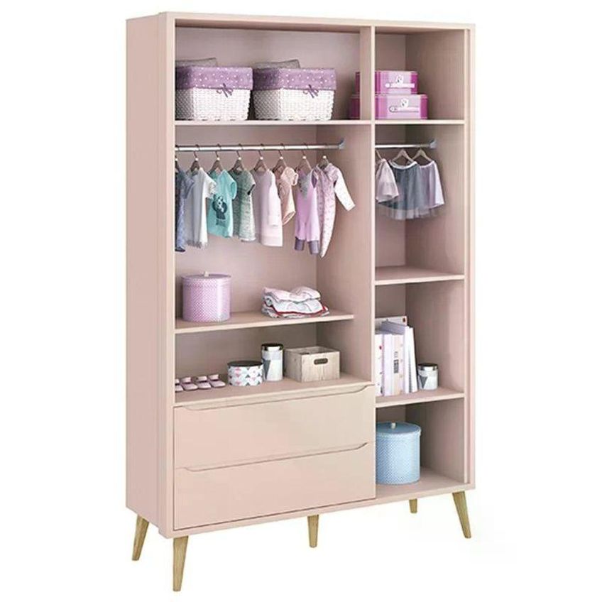 Conjunto De Quarto Theo Guarda Roupa Cômoda Berço Transforma Em Mini Cama Rosa Reller Móveis - imagem 5