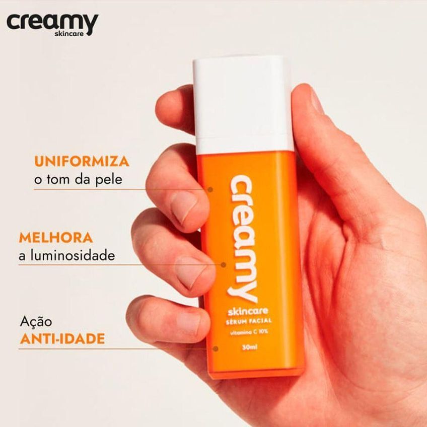 Kit Creamy Vitamina C Glicólico Com Sérum E Creme 30ml Multicolorido - imagem 4