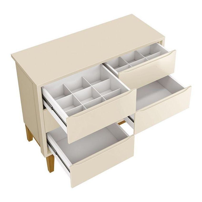Jogo De Quarto Infantil Cômoda 6 Gavetas E Berço Americano Mdf Areia Fosco Com Pés Amadeirado Reller - imagem 5
