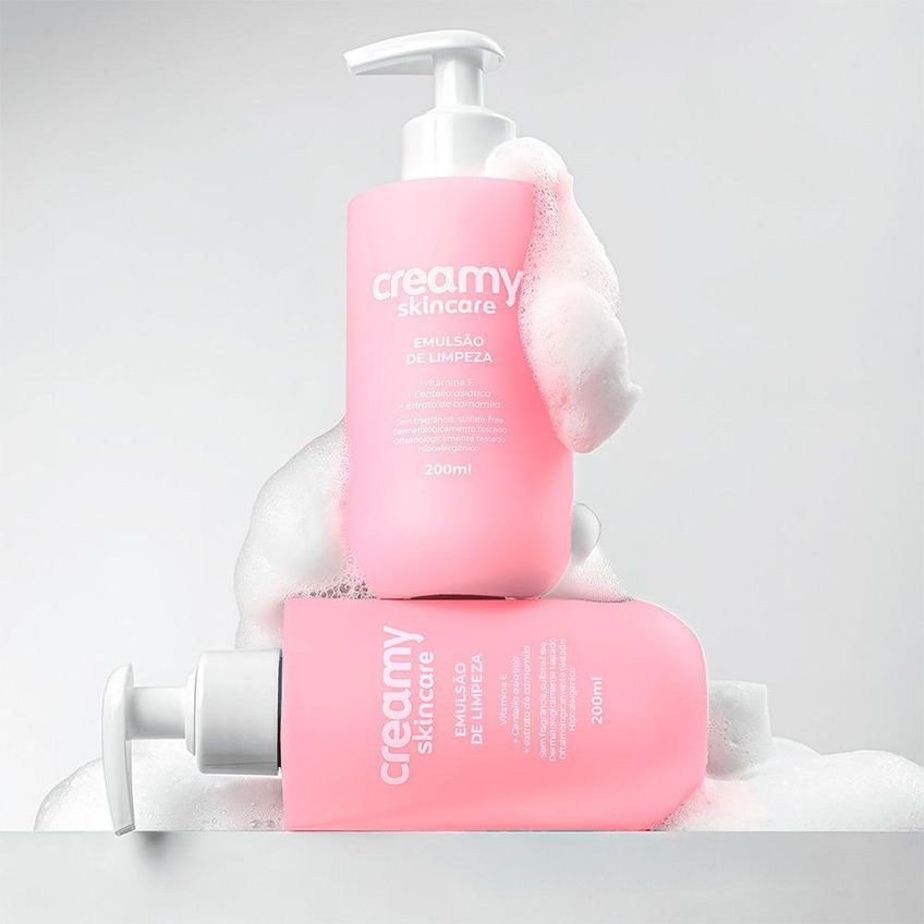 Kit De Skincare Creamy Com Emulsão De Limpeza 200ml Protetor Solar Fps60 50ml - imagem 3