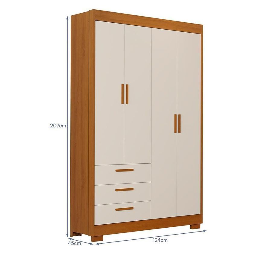 Jogo De Quarto Infantil Zaki Guarda Roupa E Cômoda 4 Portas 3 Gavetas Mdf Areia Fosco-savana Reller - imagem 3