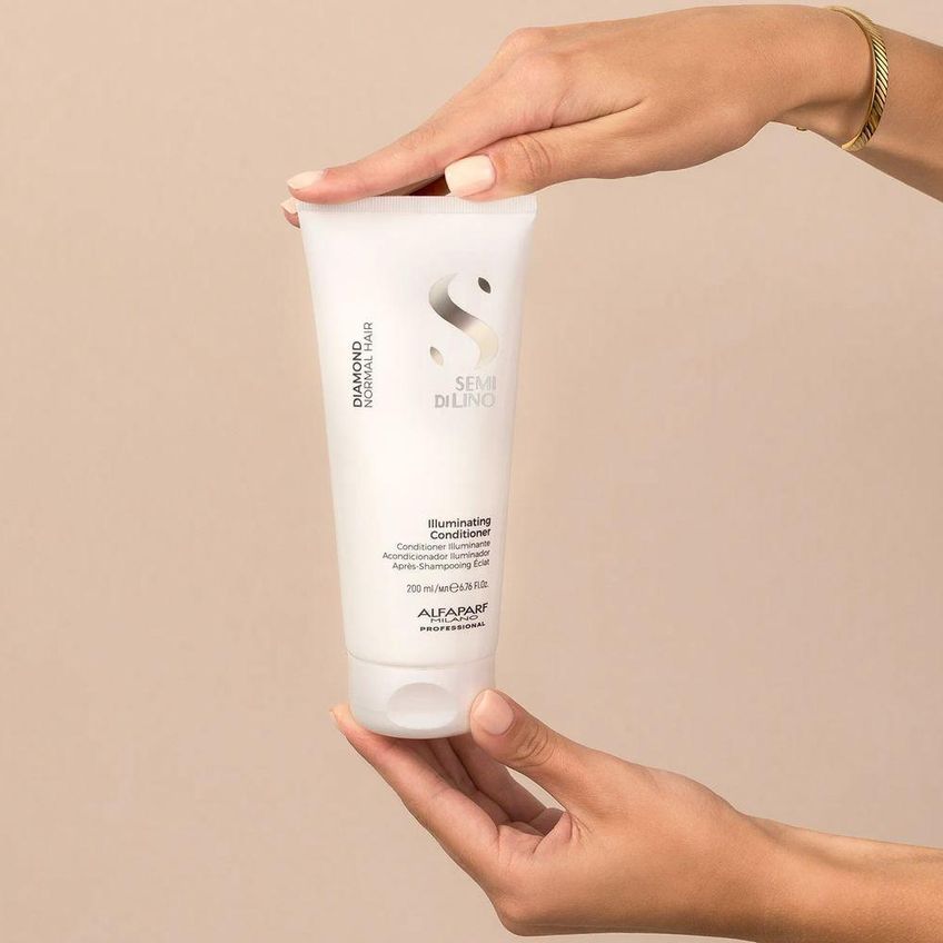 Condicionador Semi Di Lino Diamond Illuminating Hidratação Leve Com Brilho Intenso 200ml Alfaparf - imagem 3