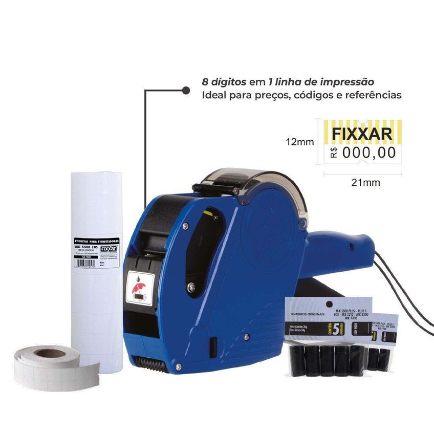 Etiquetadora Manual Mx 5500 Eos 1 Linha 8 Dígitos Leve E Resistente Fixxar - imagem 3