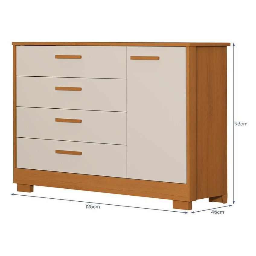 Cômoda Infantil Zaki 4 Gavetas MDF Puxador em MDF Areia Fosco-Savana - imagem 4