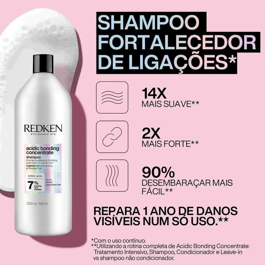 Shampoo Acidic Bonding Concentrate Para Fortalecimento 1l Redken - imagem 2
