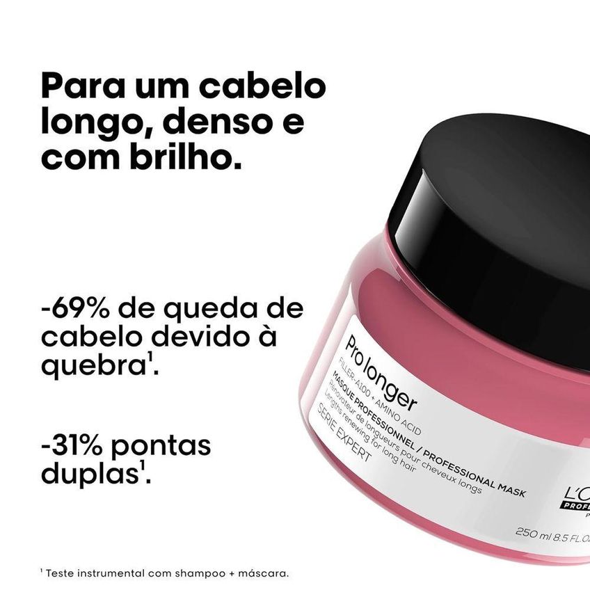 Kit De Tratamento Capilar Pro Longer Limpeza Suave 240ml 300ml 500g L'oréal Paris - imagem 3