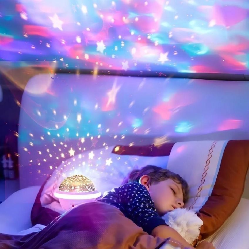 Abajur Cúpula Galáxia Projeção Giratória de Estrelas e Lua Multicores Rosa Yeet - imagem 4