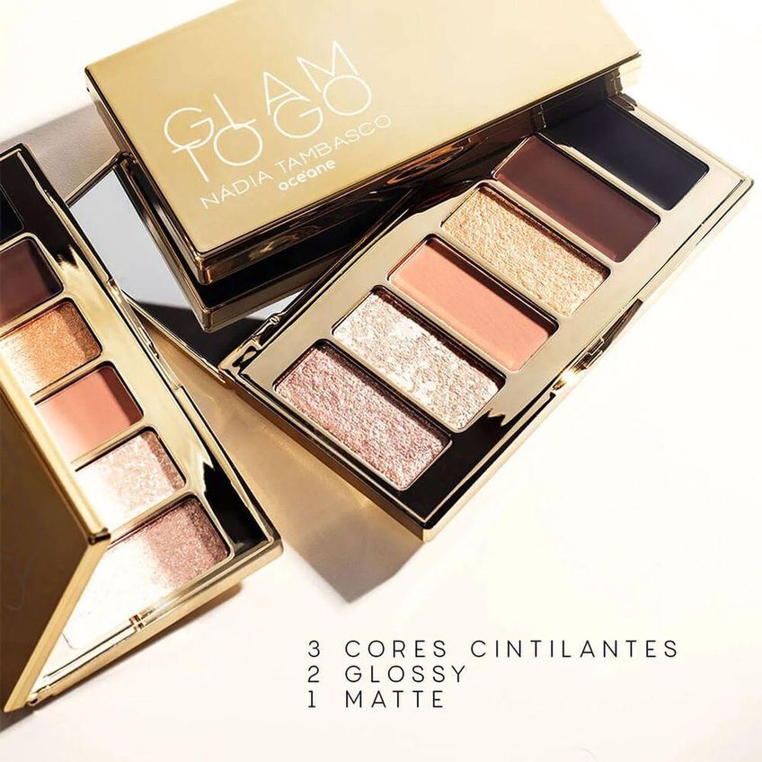 Kit De Maquiagem Glam To Go Palette Paleta Com Sombras Cintilantes E Matte Lenço Demaquilante 75ml - imagem 3