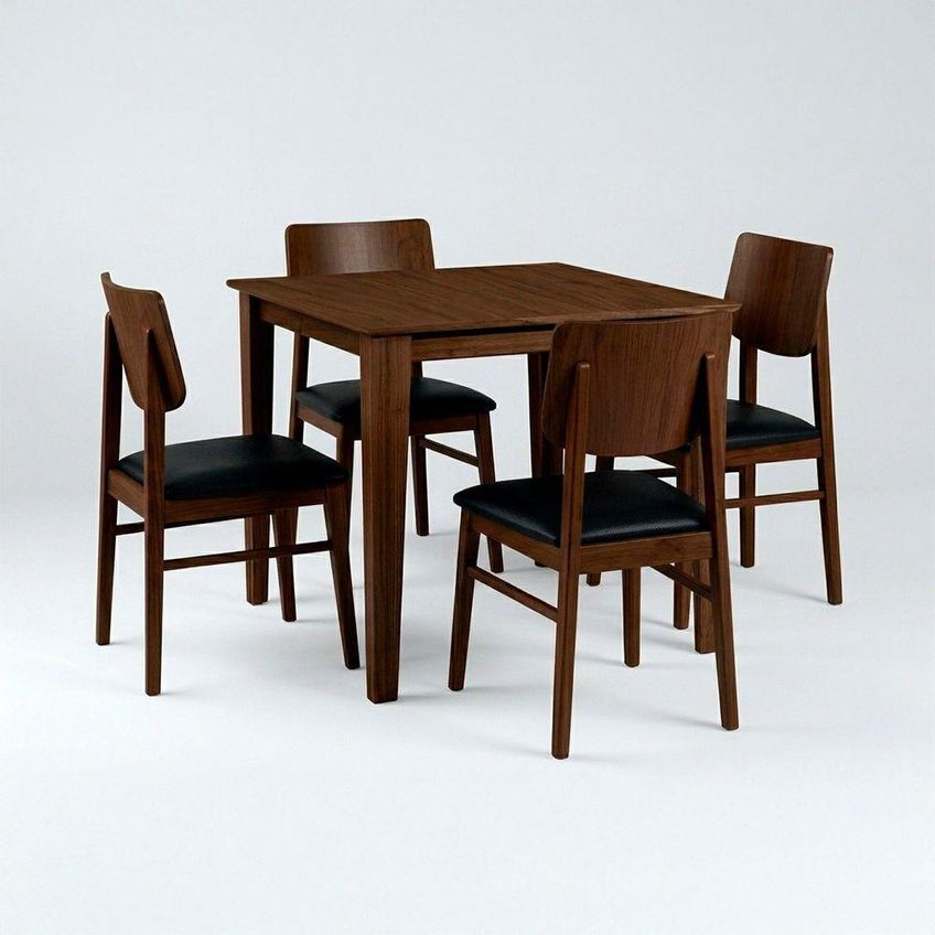 Conjunto De Mesa Com 4 Cadeiras 4 Lugares Tampo Em Madeira Encosto Em Courino Castanho Escuro 80cm - imagem 2
