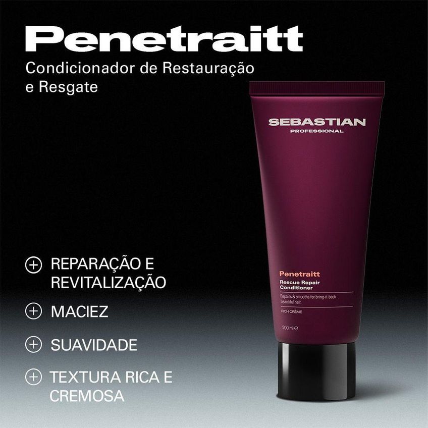 Condicionador Penetraitt Reconstrução Intensa Fios Danificados 200ml Sebastian Professional - imagem 2