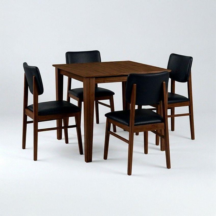 Conjunto De Mesa Com 4 Cadeiras 4 Lugares Tampo Em Mdf Estofado Em Courino Castanho Escuro Preto - imagem 4