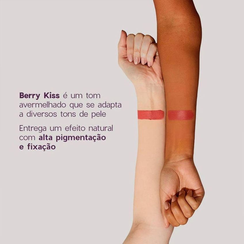 Blush Em Bastão Purple Blush Stick Berry Kiss Alta Pigmentação 14g Oceane - imagem 5