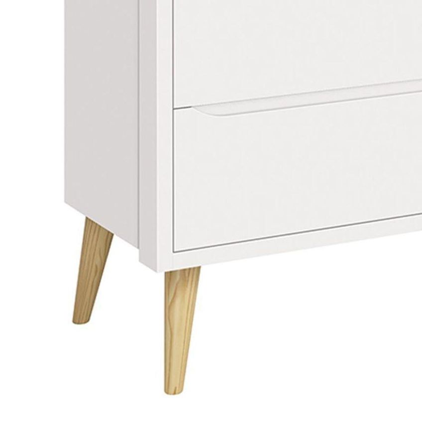 Cômoda Infantil Theo 6 Gavetas MDF Puxador Embutido Branco Fosco Com Pés Madeira Natural Reller - imagem 4