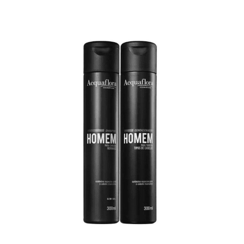 Kit Shampoo E Condicionador Homem Cabelos Normais Duo Multicolorido Sedosidade Brilho Acquaflora - imagem 4
