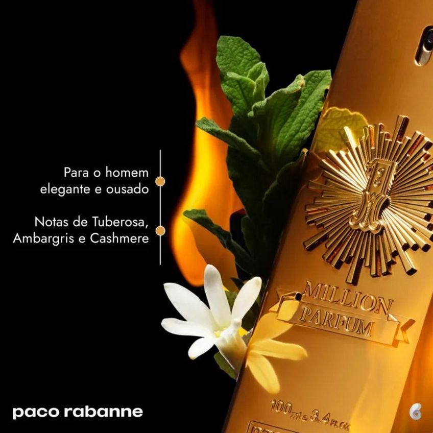 Perfume Masculino One Million Parfum 100ml Dourado Couro Paco Rabanne - imagem 2
