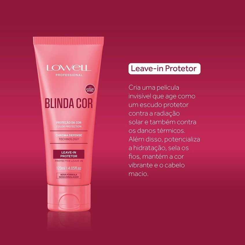 Leave-in Lowell Blinda Cor 120ml Proteção Térmica E Uv Para Cabelos - imagem 2