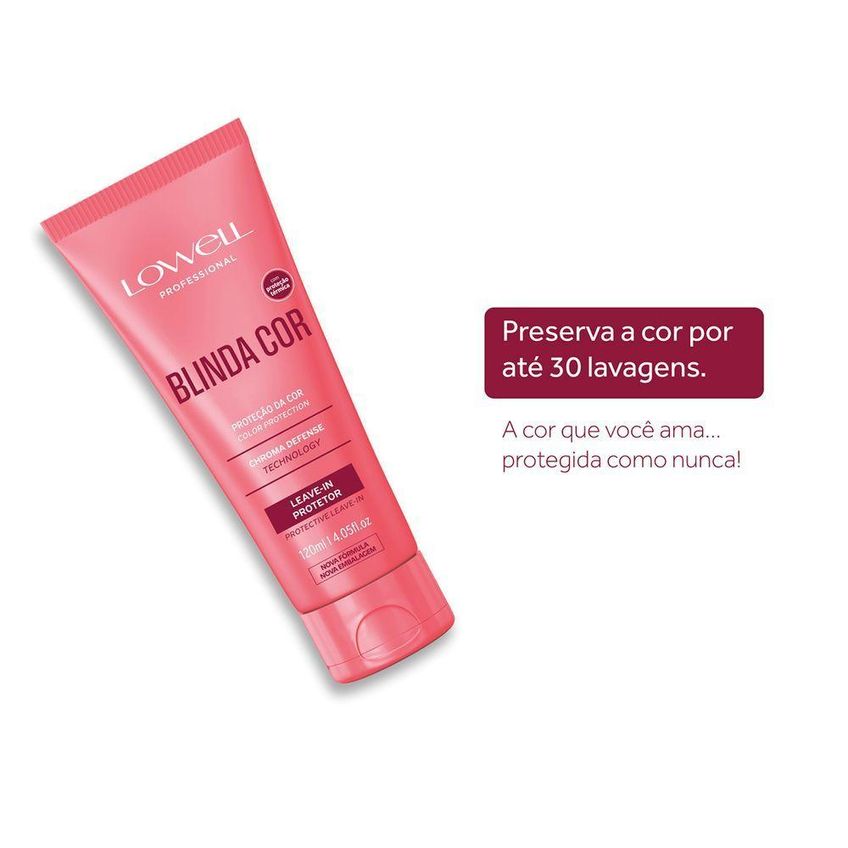 Leave-in Lowell Blinda Cor 120ml Proteção Térmica E Uv Para Cabelos - imagem 4