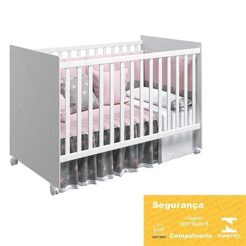 Berço Mel Com Colchão Baby Physical 3 Regulagens Branco Fosco Reller Móveis - imagem 2
