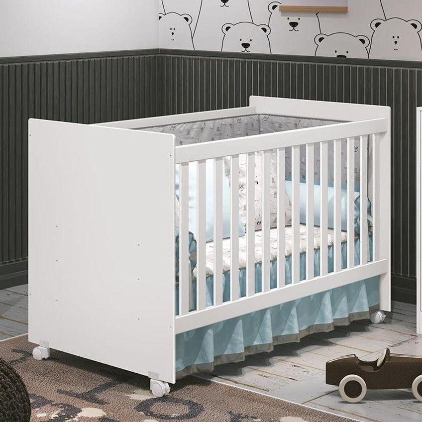 Berço Mel Com Colchão Baby Physical 3 Regulagens Branco Fosco Reller Móveis - imagem 3