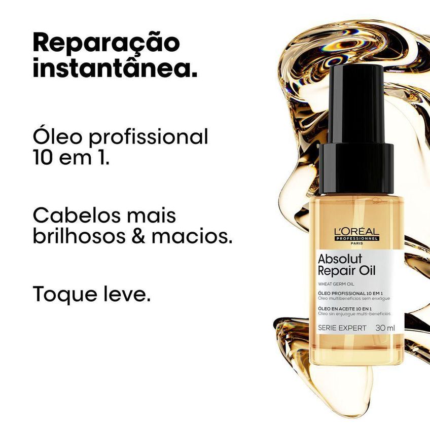 Kit De Tratamento Capilar Absolut Repair Home Care Oil 30 Nutre Controla O Frizz E Brilho Intenso - imagem 3