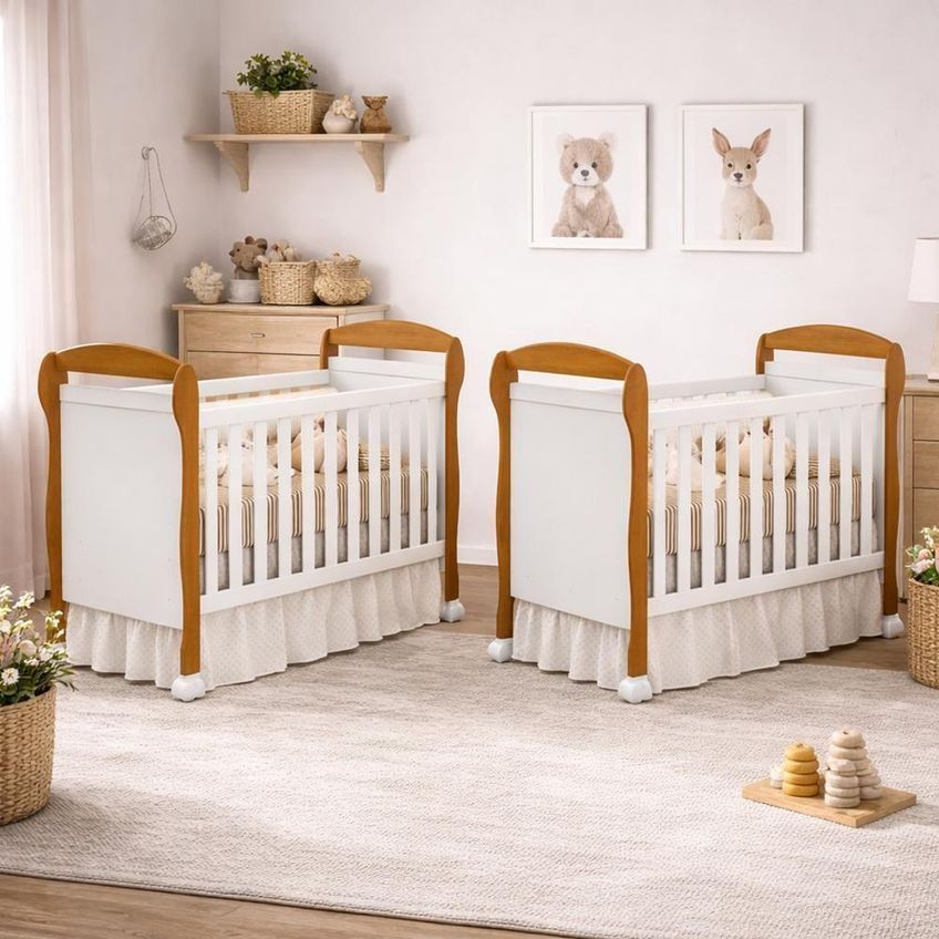 Kit Gêmeos Berço Mini Cama Danny Com Sofázinho Branco Reller Móveis 70cm - imagem 2