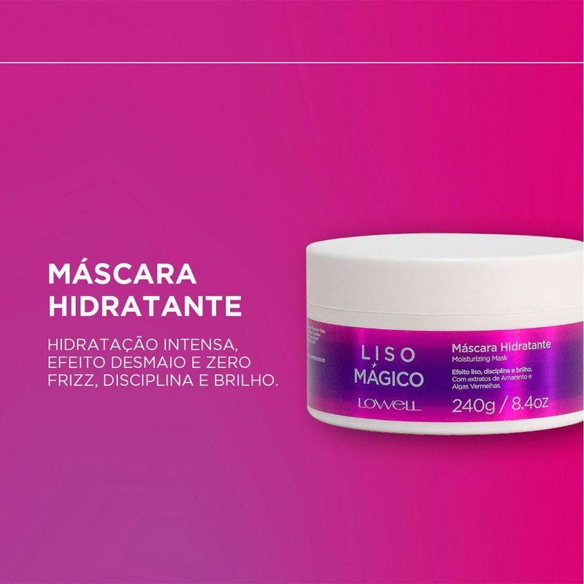 Kit De Tratamento Capilar Liso Mágico Home Care Alisamento E Hidratação Lowell 1 Shampoo 240ml 1 - imagem 5