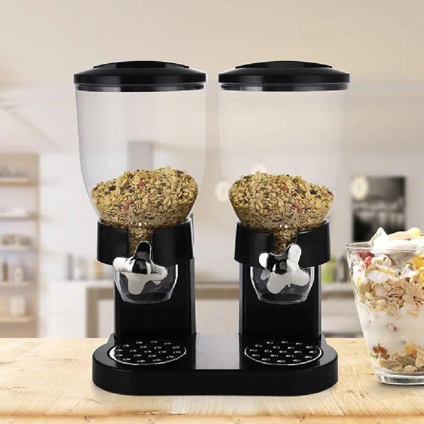 Porta Cereais Dispenser Acrílico 2 Hermético Plástico Durável Para Cozinha Preto Yeet - imagem 2