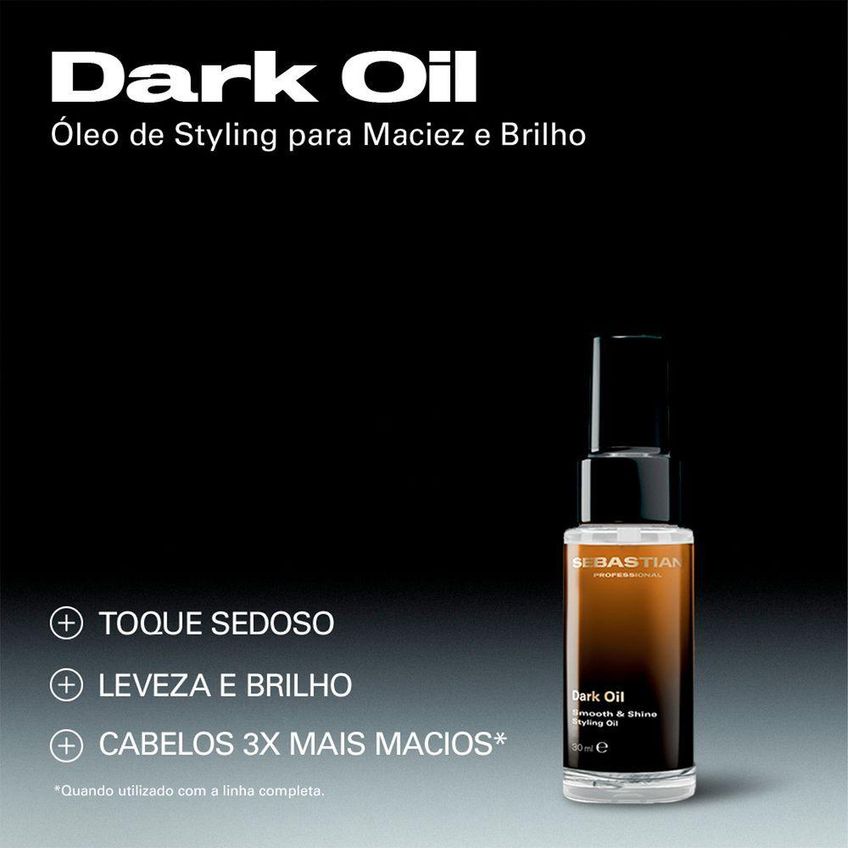 Kit Sebastian Professional Dark Oil Máscara 500ml E Óleo Capilar 30ml Nutrição Profunda - imagem 3