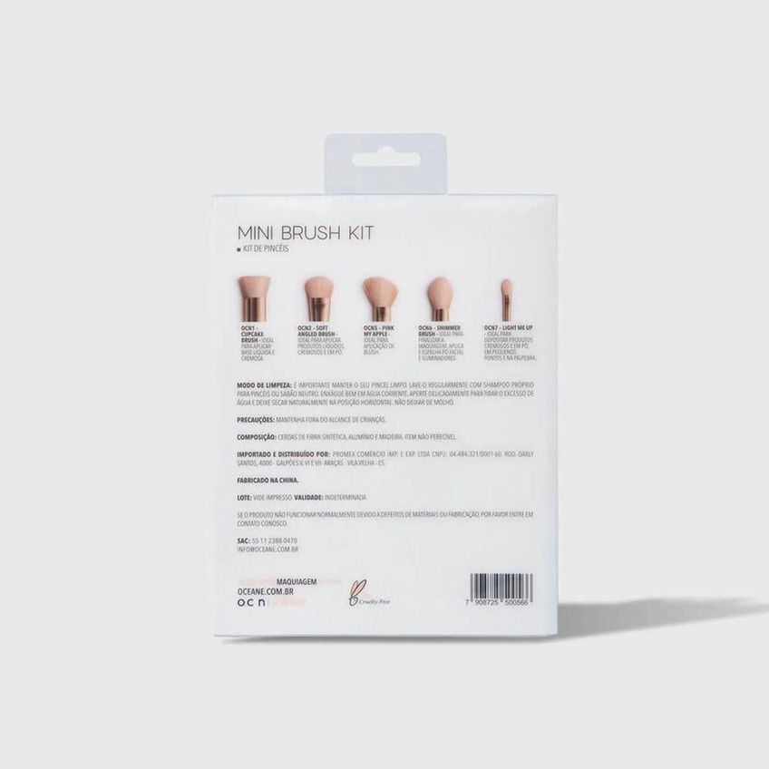 Kit De Pincéis De Maquiagem Mini Brush Kit Multicolorido Cerdas Macias Rosa Oceane - imagem 2