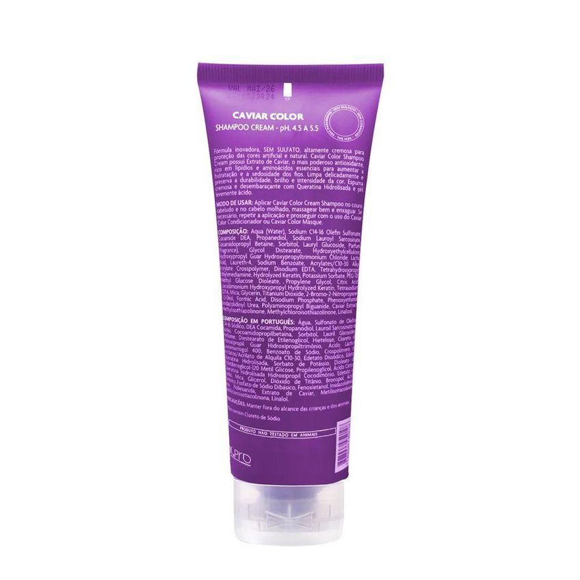 Shampoo Cream Caviar Color Fórmula Sem Sal Multicolorido K.pro 240ml - imagem 3