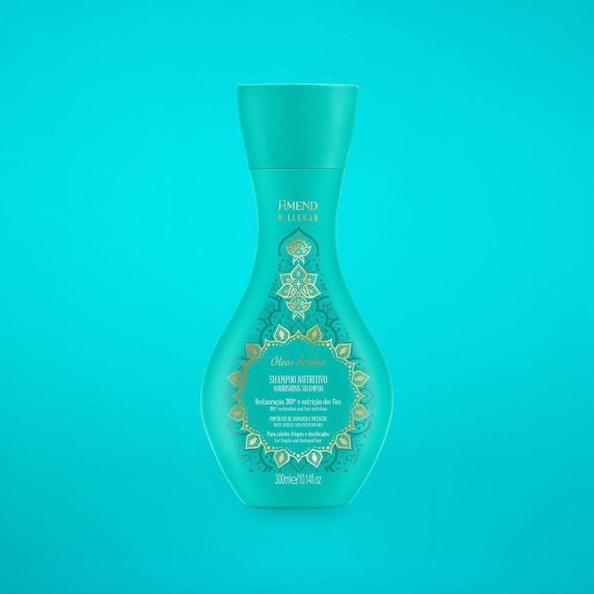 Shampoo Millenar Óleos Árabes Limpeza Suave 300ml Amend Cosméticos - imagem 3