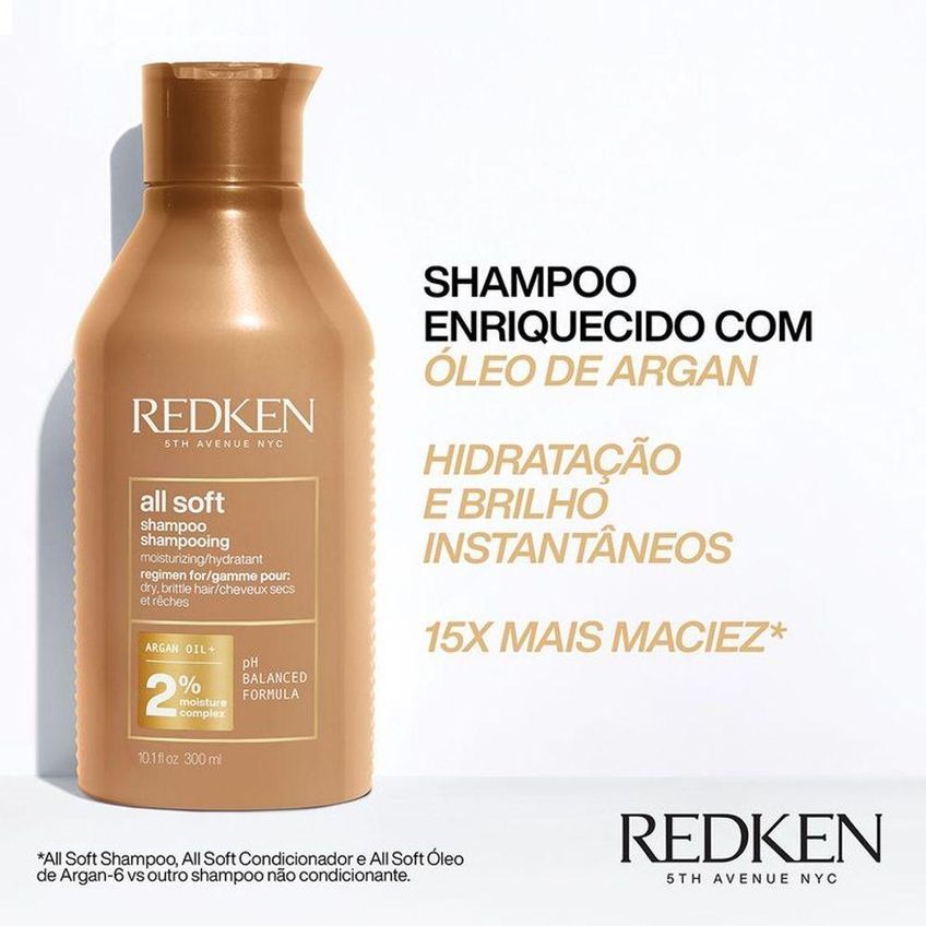 Kit De Tratamento Capilar All Soft Hidratação Profunda Multicolorido Redken 300ml 150ml - imagem 3