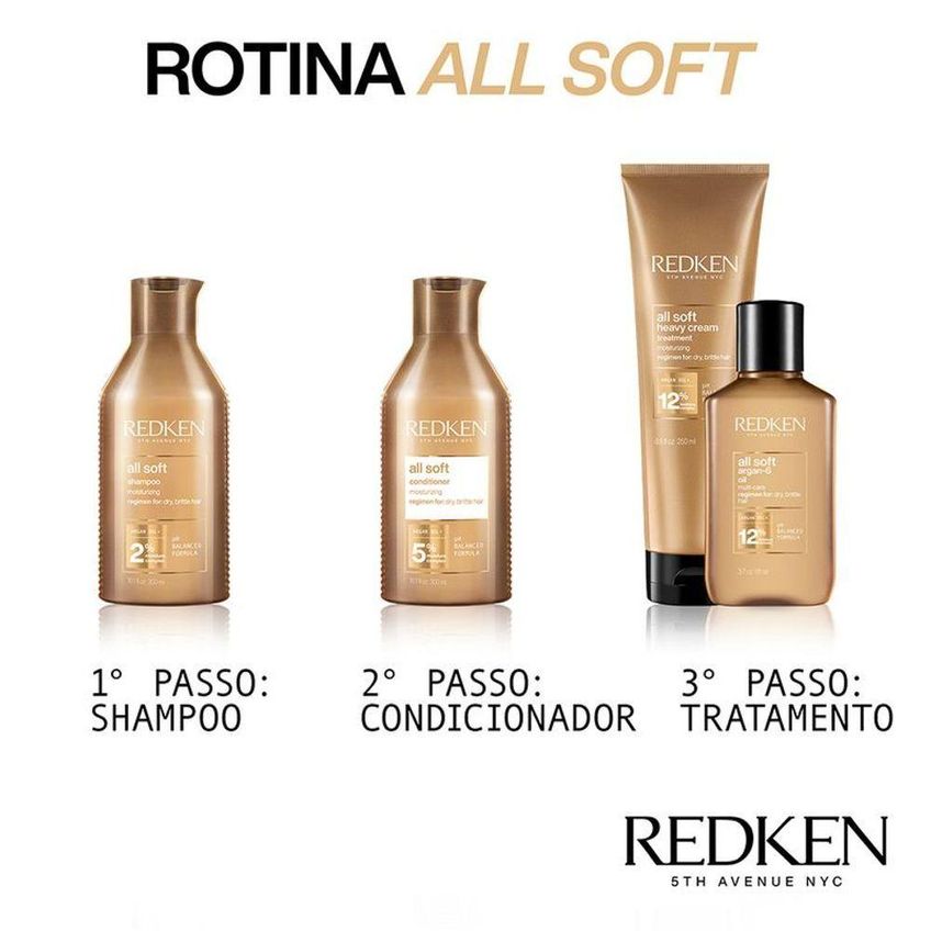 Kit De Tratamento Capilar All Soft Hidratação Profunda Multicolorido Redken 300ml 150ml - imagem 4