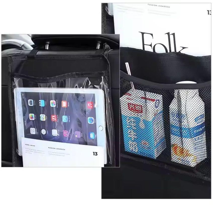 Organizador Para Carro Com Suporte De Tablet Encosto De Banco Até 10,1" Tecido Oxford Preto Yeet - imagem 3
