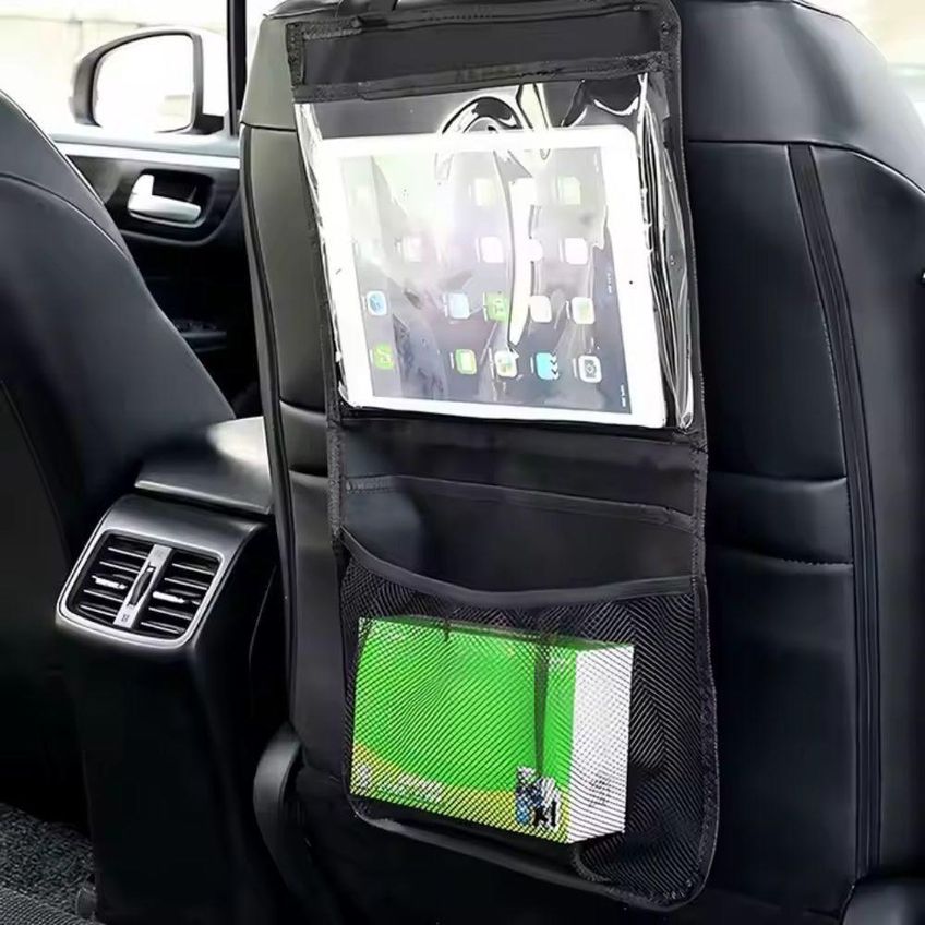 Organizador Para Carro Com Suporte De Tablet Encosto De Banco Até 10,1" Tecido Oxford Preto Yeet - imagem 4