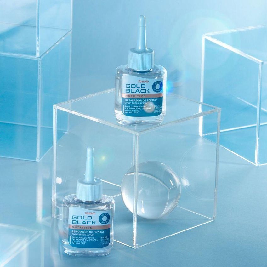 Kit De Tratamento Capilar Seca Sem Frizz Gold Black Leave-in Reparador De Pontas Amend Cosméticos - imagem 2