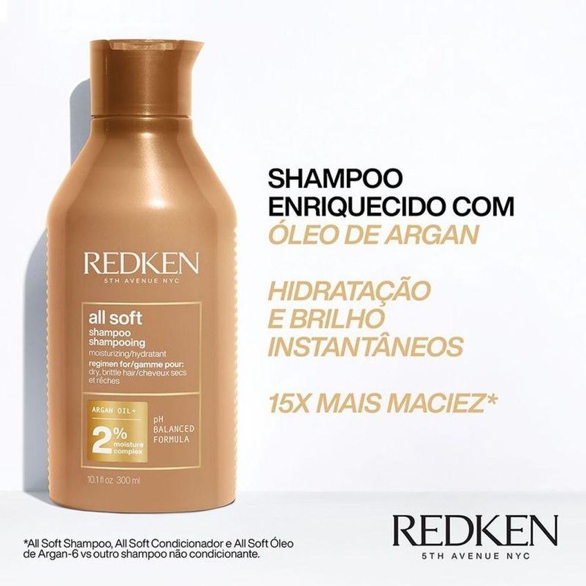 Kit De Cuidados Com Cabelo All Soft Duo Hidratação Profunda Multicolorido Redken 300ml - imagem 2